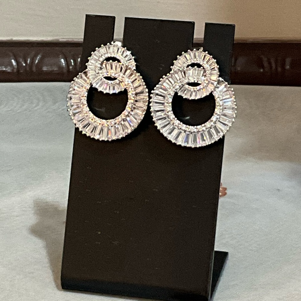 Double Circle Crystal Statement Earrings - image 2